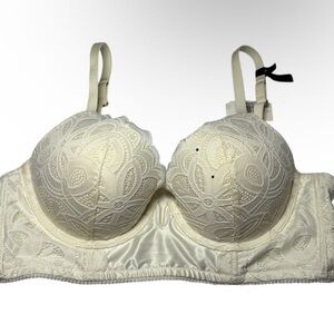 NWT Aerie White Delicate Floral Lace Plunge Push Up Adjustable Strap Bra Sz 36C
